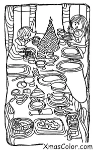 Christmas / Blankets: A Christmas blanket as a tablecloth