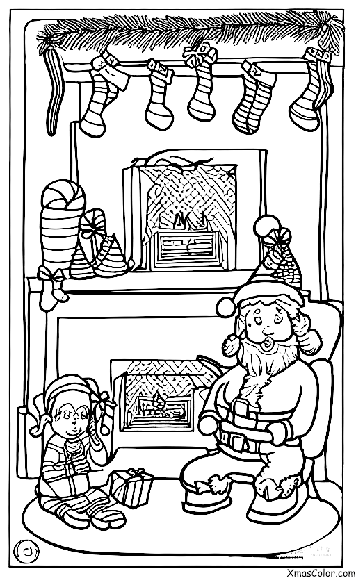 Christmas / Blitzen: Blitzen and Santa resting by the fireplace