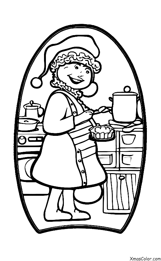 Christmas / Candy Canes: Mrs. Claus in the kitchen baking