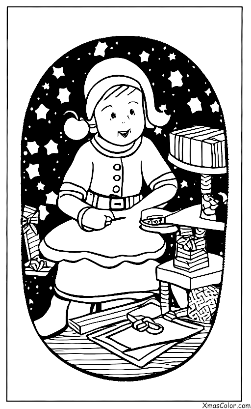 Christmas / Children: A girl writing a letter to Santa