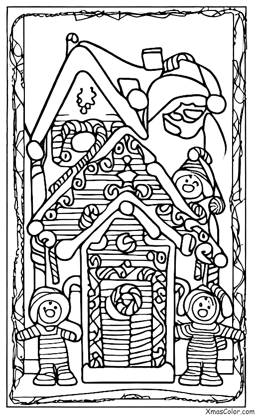 Christmas / Choosing and Cutting Down a Christmas Tree: A family eating a gingerbread house