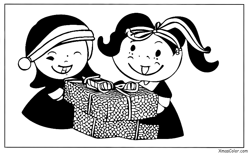 Christmas / Christmas Angels: A Christmas angel bringing a gift to a child