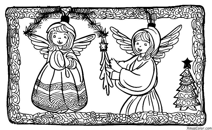 Christmas / Christmas Angels: A Christmas angel decorating a Christmas tree