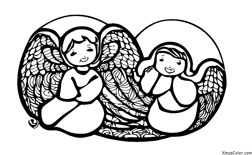 Christmas / Christmas Angels: A Christmas angel watching over children while they sleep