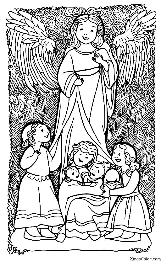 Christmas / Christmas Angels: An angel bringing a message to a family