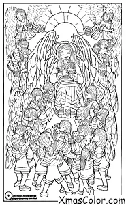 Christmas / Christmas Angels: An angel surrounded by a group of children