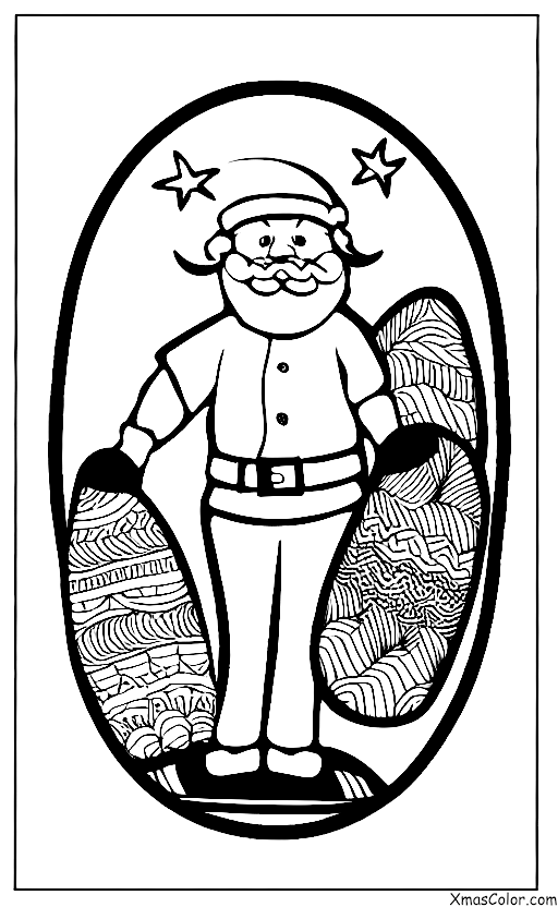 Christmas / Christmas at the beach: Santa riding on a surfboard