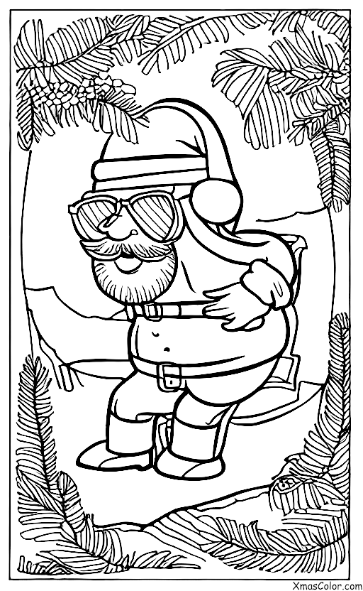 Christmas / Christmas at the beach: Santa sunbathing on the beach