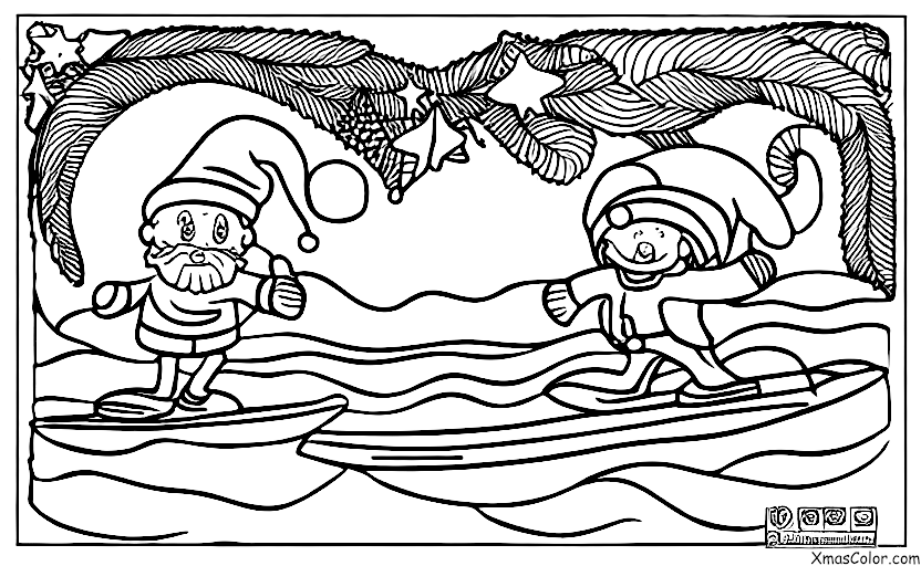 Christmas / Christmas at the beach: Santa surfing