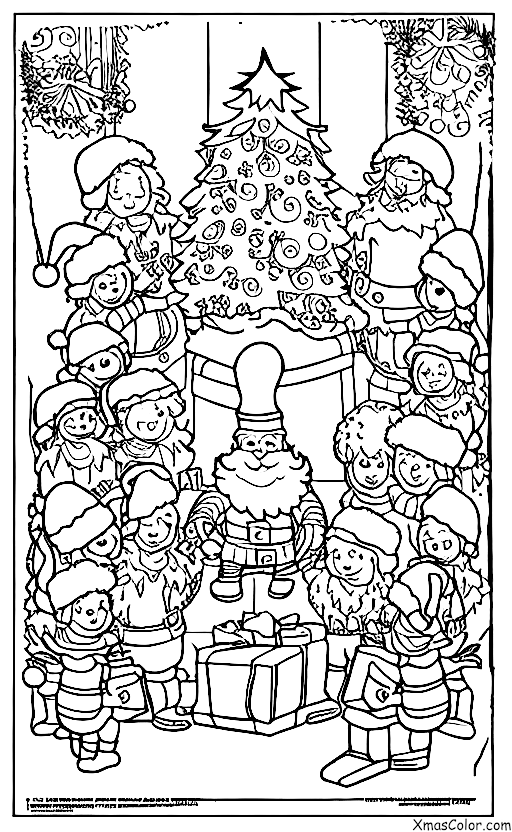 Christmas / Christmas cake: Santa and his elves making a CHRISTMAS CAKE