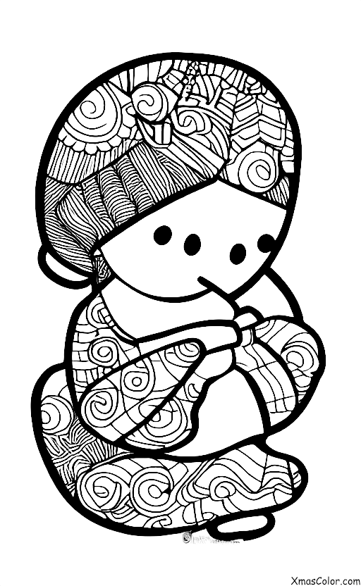 Christmas / Christmas Cards: A child coloring a Christmas card