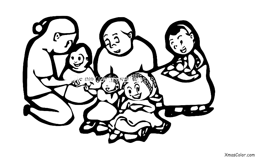 Christmas / Christmas Cards: A family making a Christmas card together