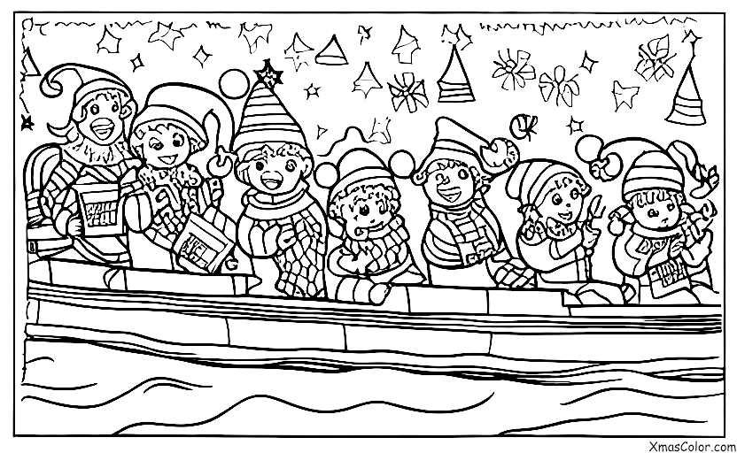 Christmas / Christmas carolers: Christmas carolers in a boat