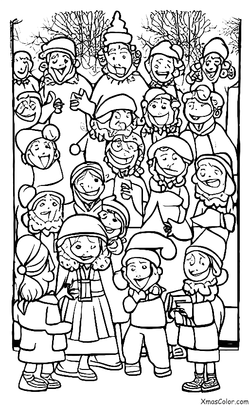 Christmas / Christmas carolers: Christmas carolers singing in a public park