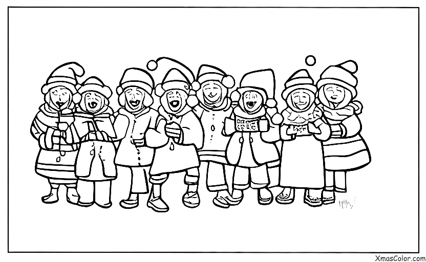 Christmas / Christmas carolers: Christmas carolers singing in the snow