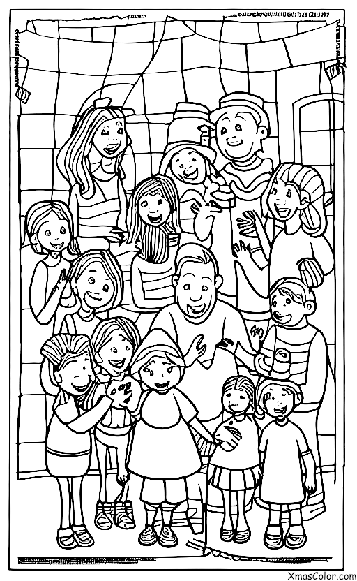 Christmas / Christmas caroling: A family caroling together