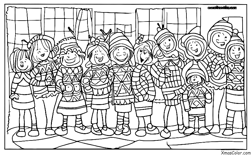 Christmas / Christmas caroling: A group of adults caroling