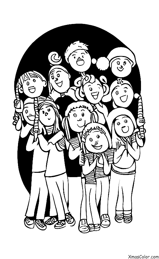 Christmas / Christmas caroling: A group of teenagers caroling