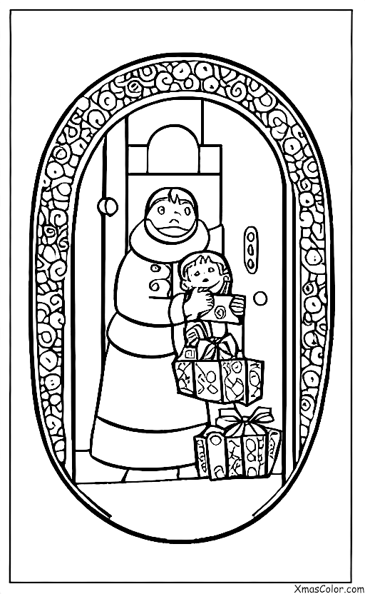 Christmas / Christmas caroling: Christmas carolers going door to door