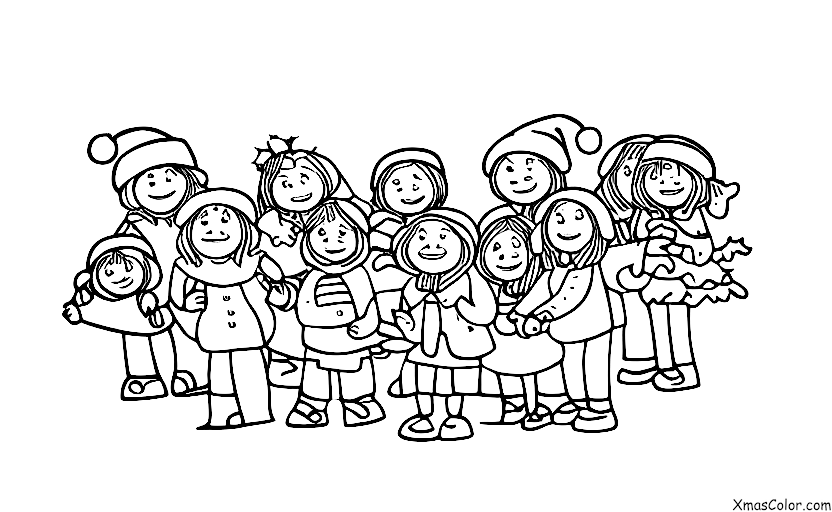 Christmas / Christmas choir: A group of people of all ages singing Christmas carols together