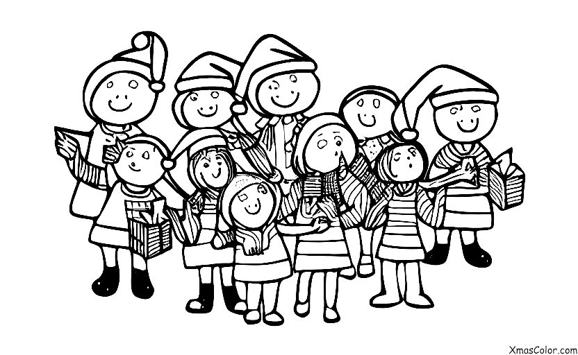 Christmas / Christmas choir: A group of people singing Christmas carols in a church