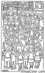 Christmas / Christmas choir: A group of people singing Christmas carols