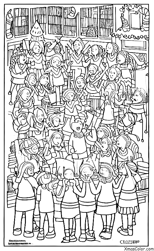 Christmas / Christmas choir: A group of people singing Christmas carols