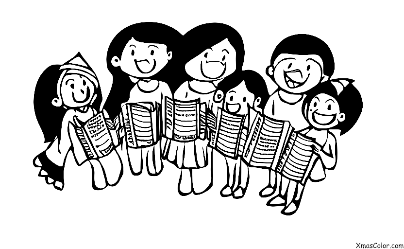 Christmas / Christmas choir: A group of teenagers singing Christmas carols together