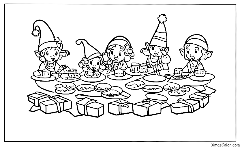 Christmas / Christmas Cookies: Elves Eating Cookies