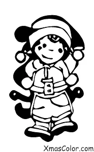 Christmas / Christmas Elf: Christmas Elf flying on his magic wand