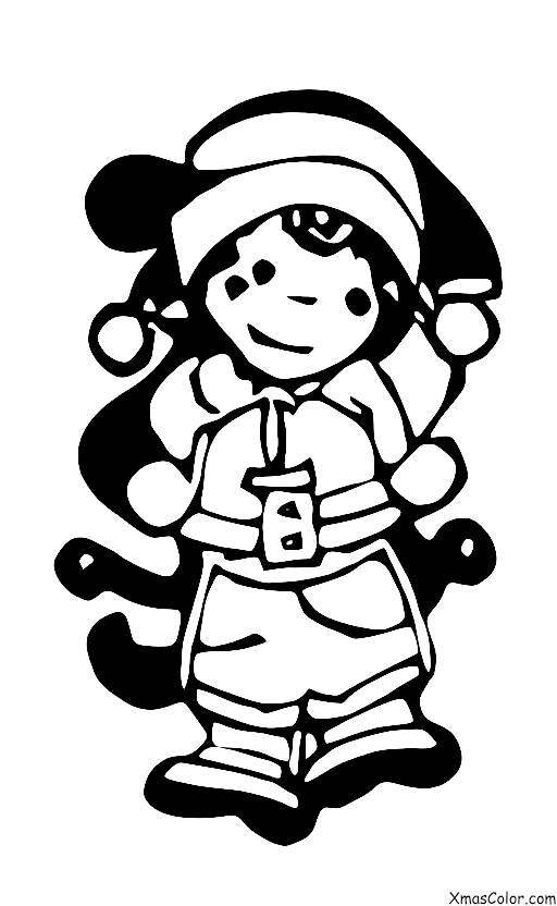 Christmas / Christmas Elf: Christmas Elf flying on his magic wand