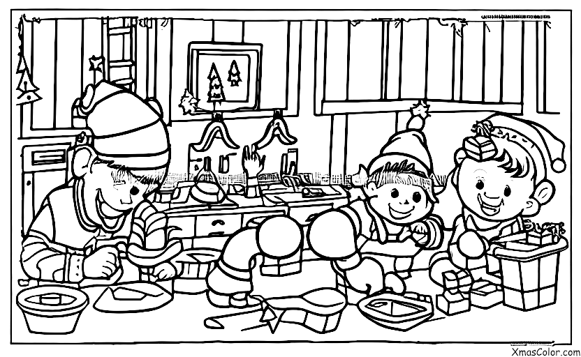 Christmas / Christmas Elf: Christmas Elf making toys in Santa's workshop