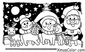 Christmas / Christmas Eve: Santa and his reindeer taking off into the night sky