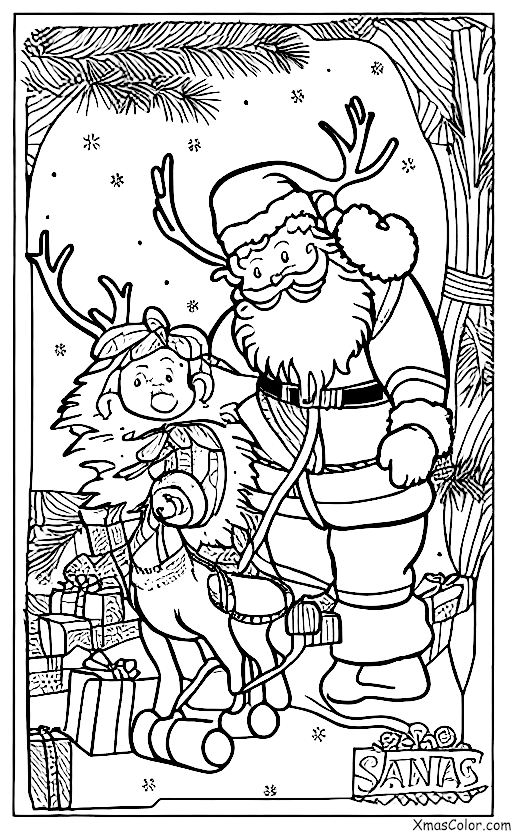 Christmas / Christmas Eve: Santa and his reindeer taking off