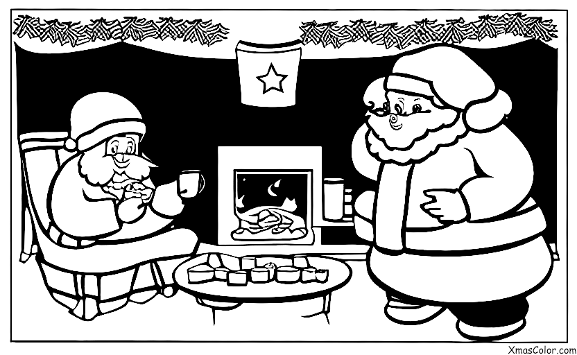 Christmas / Christmas Eve: Santa eating cookies and milk