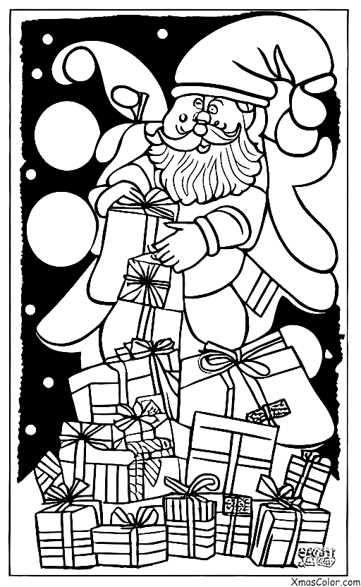 Christmas / Christmas Eve: Santa loading his sleigh with presents