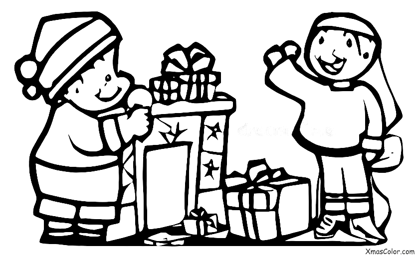 Christmas / Christmas fashion: A boy putting on a Santa hat