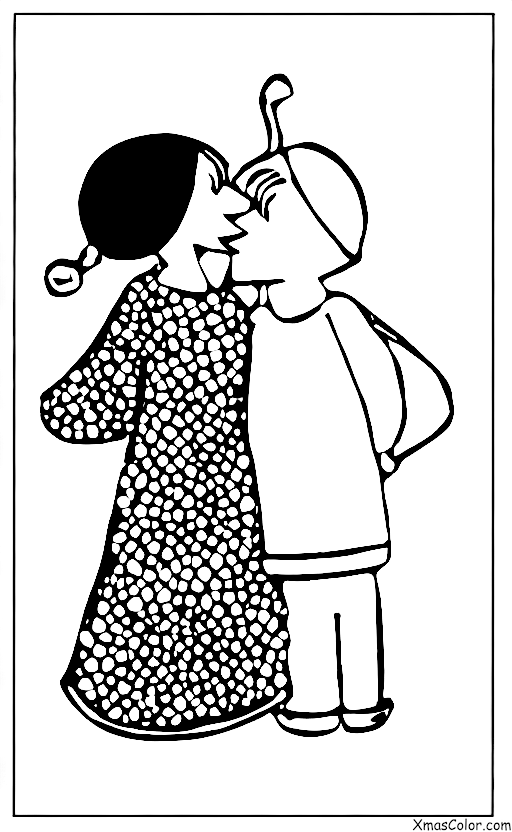 Christmas / Christmas fashion: A couple kissing under the mistletoe