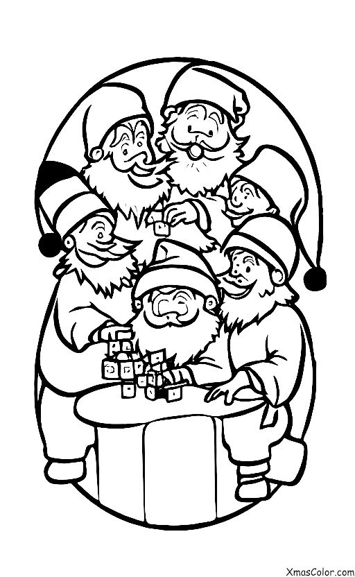 Christmas / Christmas games: Santa and his elves playing games