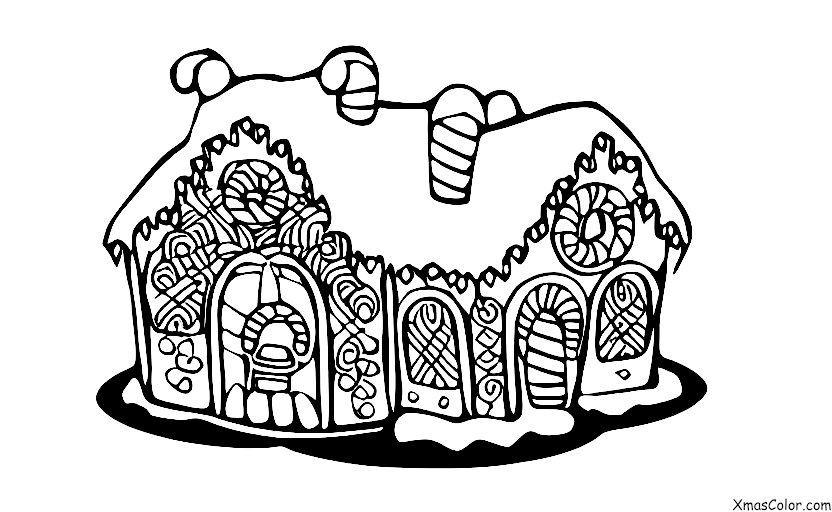 Christmas / Christmas gingerbread houses: A gingerbread house with a Christmas wreath