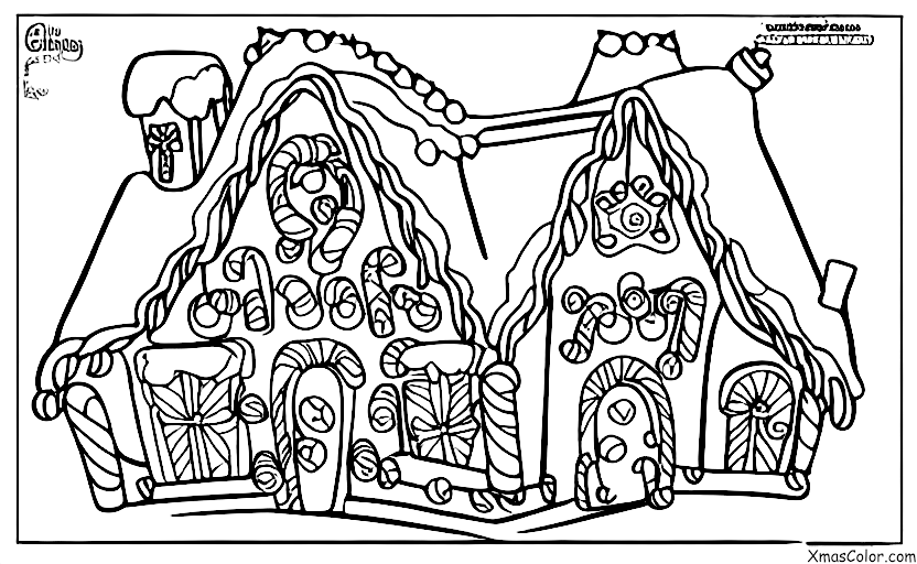 Christmas / Christmas gingerbread houses: A gingerbread house with an icing Christmas tree and candy ornaments