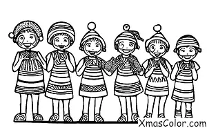 Christmas / Christmas in Africa: Children dressed in traditional African clothing singing Christmas carols