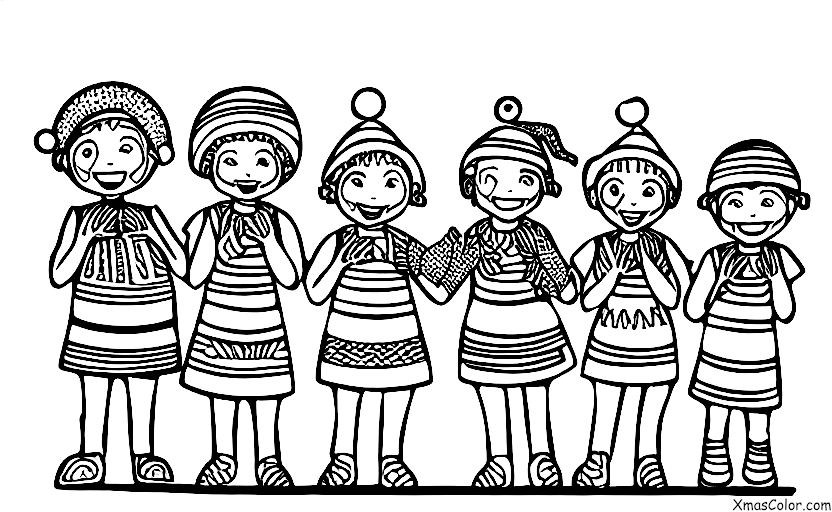 Christmas / Christmas in Africa: Children dressed in traditional African clothing singing Christmas carols