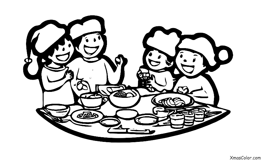 Christmas / Christmas in America: A family cooking Christmas dinner together