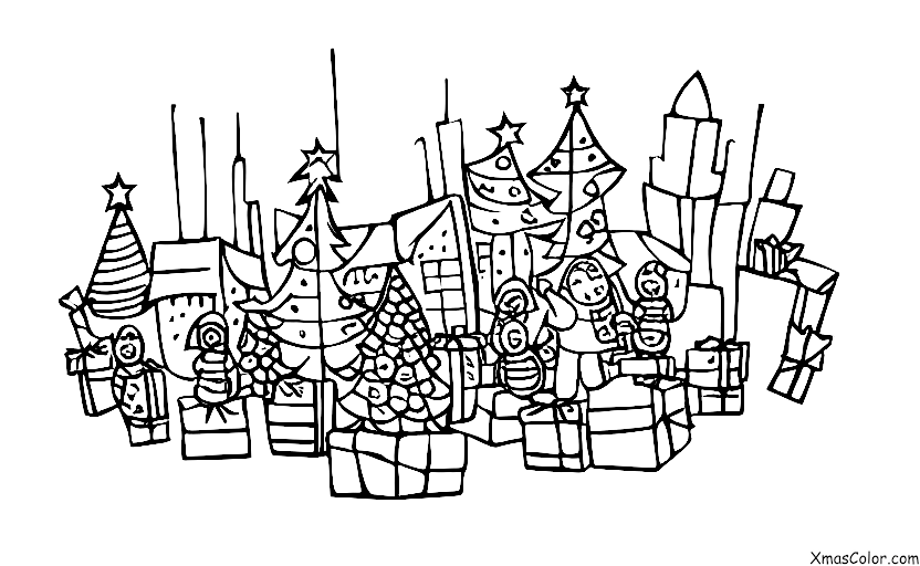 Christmas / Christmas in the city: A busy city street during Christmas