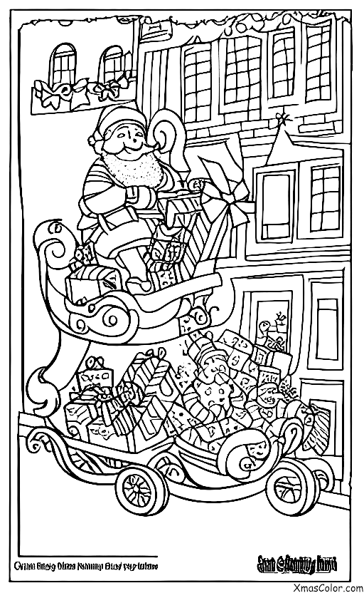 Christmas / Christmas in the city: Santa riding his sleigh through the city streets