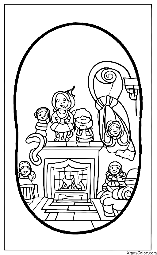 Christmas / Christmas in the country: A family gathering around the fireplace