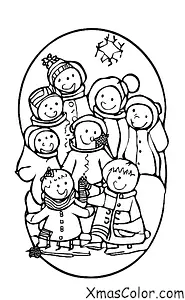 Christmas / Christmas in the country: A group of children playing in the snow