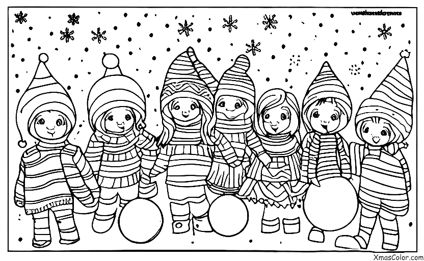 Christmas / Christmas in the mountains: A group of friends playing in the snow