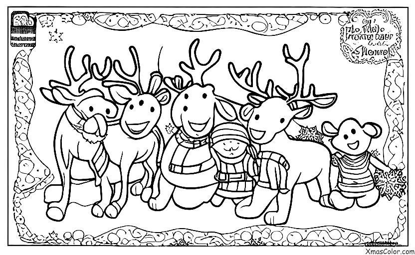 Christmas / Christmas in the North Pole: The reindeer playing in the snow